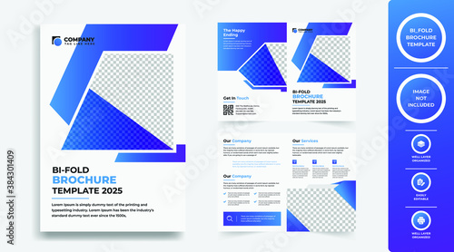 Corporate business bi fold brochure template,front page design layout template with bleed in A4 size vector template.
