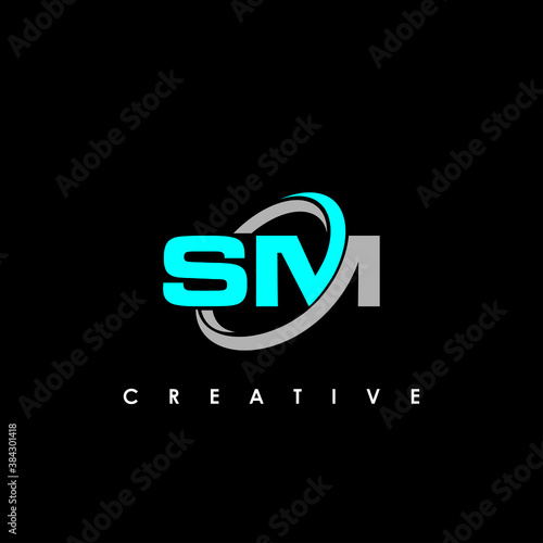 SM Letter Initial Logo Design Template Vector Illustration	
 photo