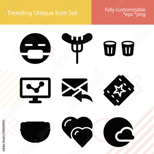 Simple set of verbal related filled icons.