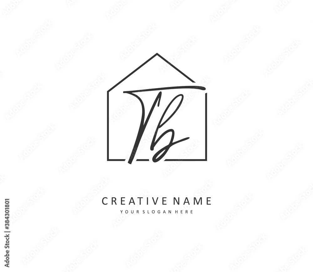 T B TB Initial letter handwriting and signature logo. A concept handwriting initial logo with template element.