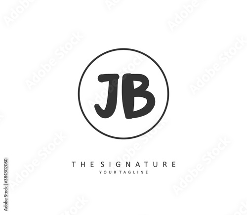 J B JB Initial letter handwriting and signature logo. A concept handwriting initial logo with template element.