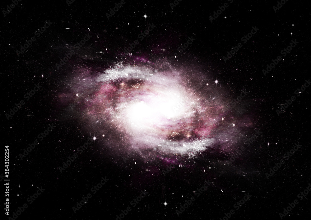 Fototapeta premium Stars, dust and gas nebula in a far galaxy