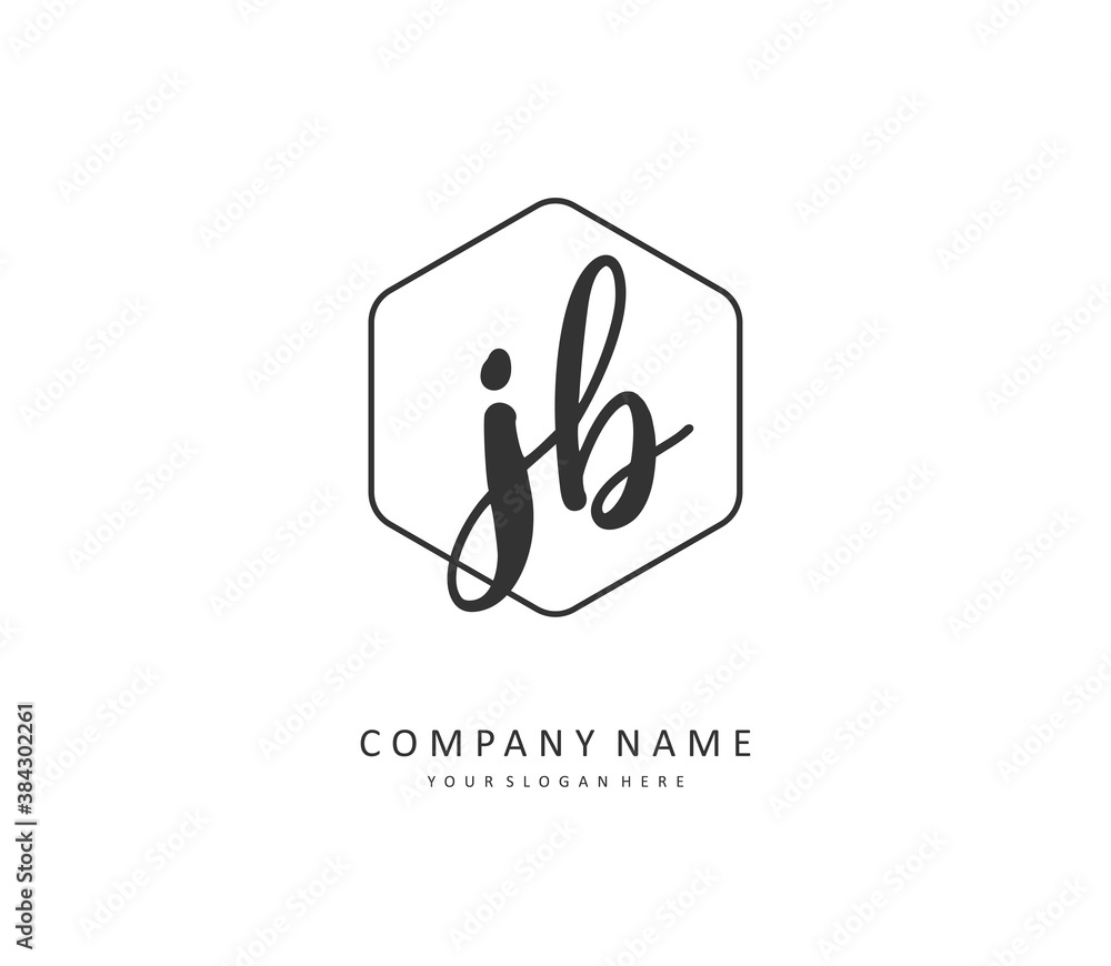 J B JB Initial letter handwriting and signature logo. A concept handwriting initial logo with template element.