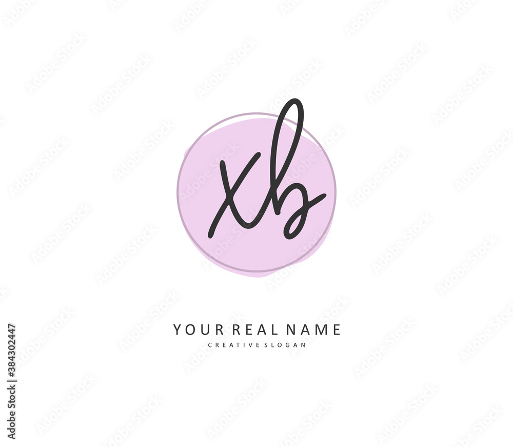 X B XB Initial letter handwriting and signature logo. A concept handwriting initial logo with template element.
