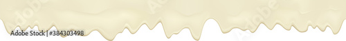 Flowing realistic mayonnaise white seamless border. Cream vector repeat texture isolated on white background.
