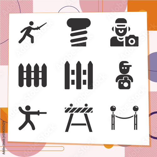 Simple set of 9 icons related to offences