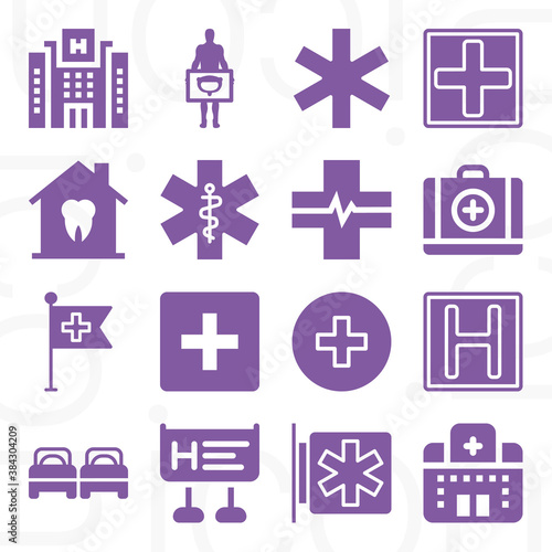 16 pack of outpatient  filled web icons set
