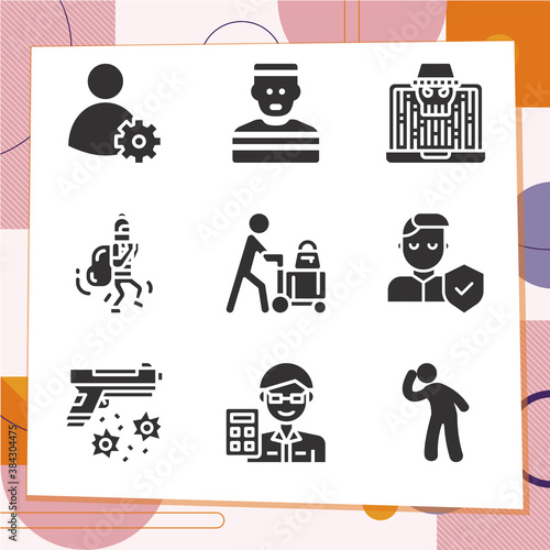 Simple set of 9 icons related to offence
