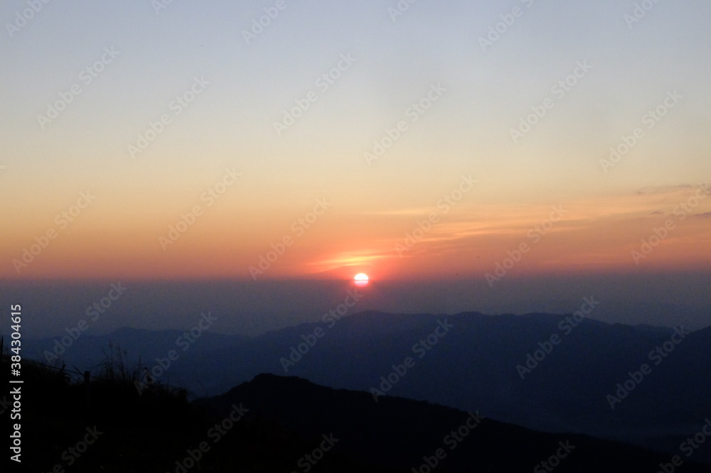 sunset over the mountains