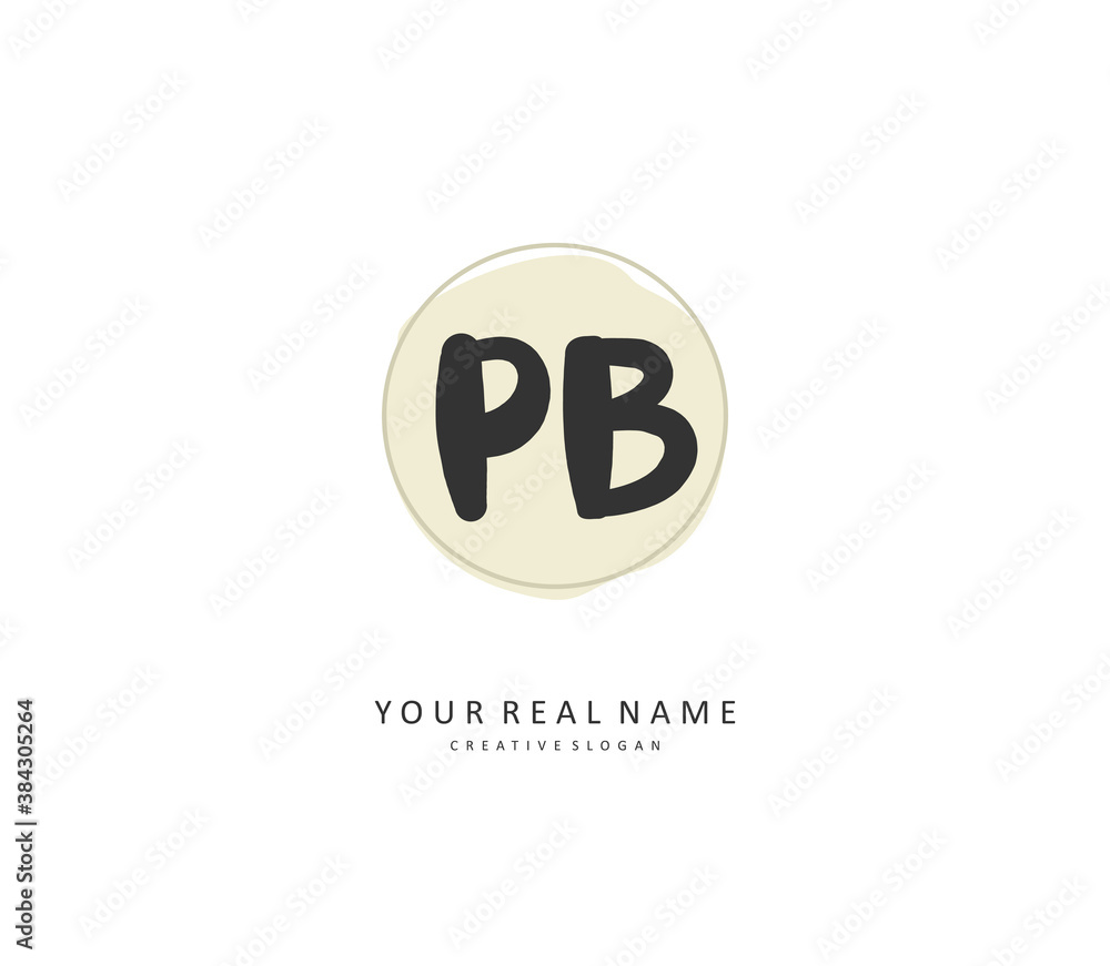 P B PB Initial letter handwriting and signature logo. A concept handwriting initial logo with template element.