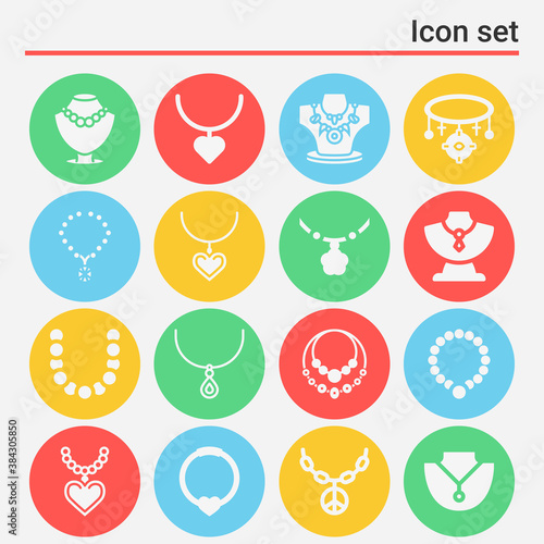 16 pack of necklace  filled web icons set