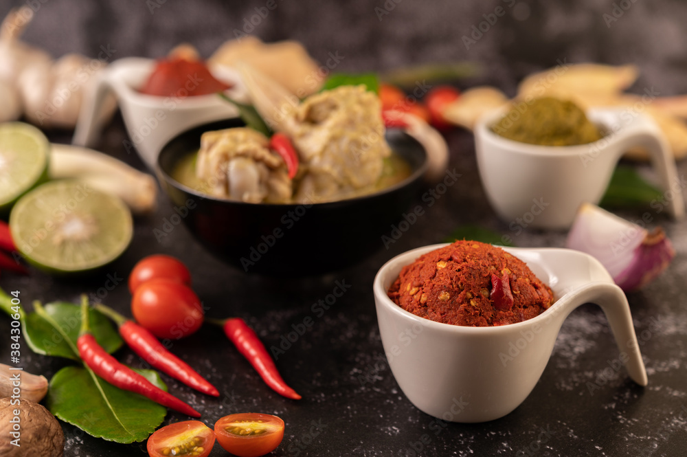 Red curry paste made from chili Red curry paste made from chili