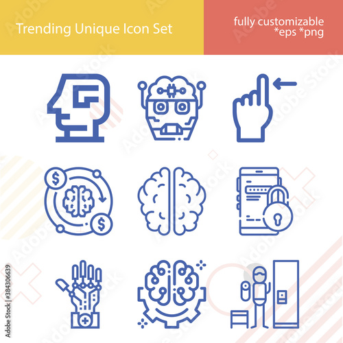 Simple set of intellect related lineal icons.