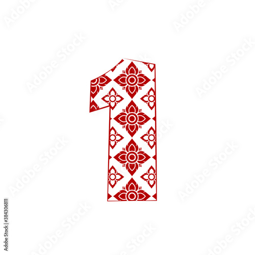 number 1  Logo Template Design made from line thai art pattern.
