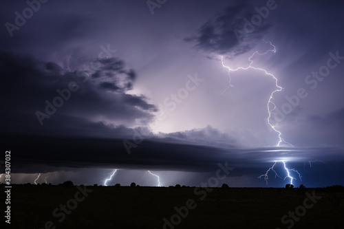 Thunderstorm and lightning at night