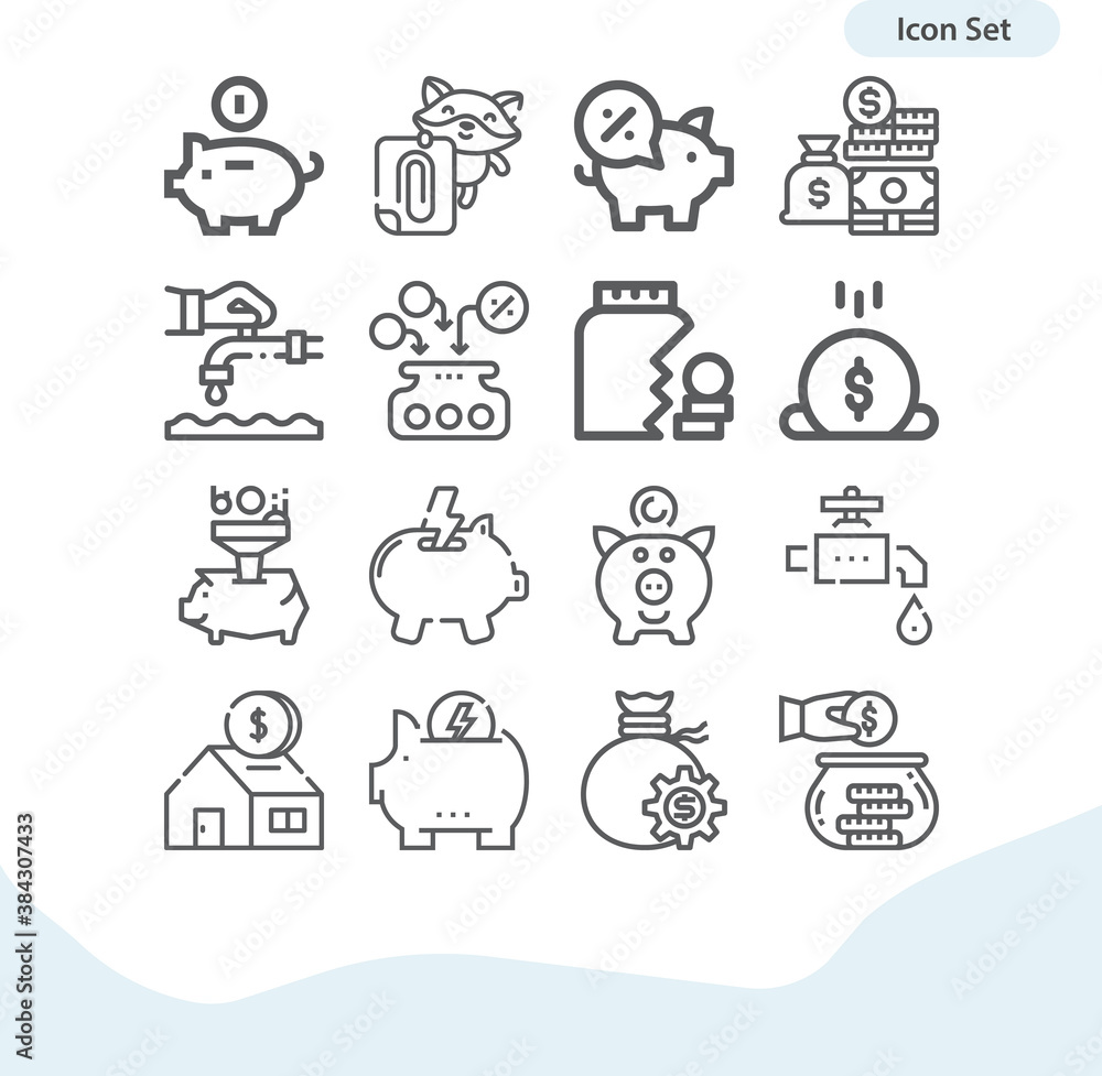 Simple set of fixation related lineal icons. Simple set of fixation related lineal icons.