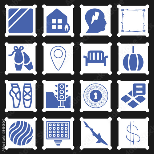16 pack of pale  filled web icons set