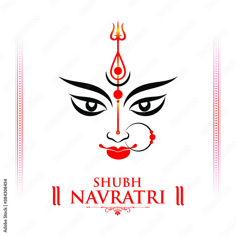 Φωτογραφία Vector Illustration of Goddess Durga Maa Face or Mnemonic for Celebration of Indian Religious Festival Shubh Navratri, Durga Puja