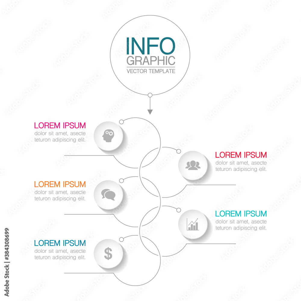 Vertical vector infographic template, 5 steps or options. Data presentation, business concept design for web, brochure, diagram.