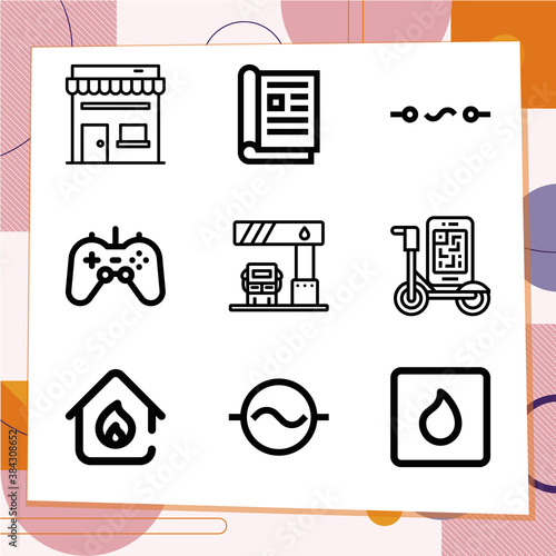 Simple set of 9 icons related to depot