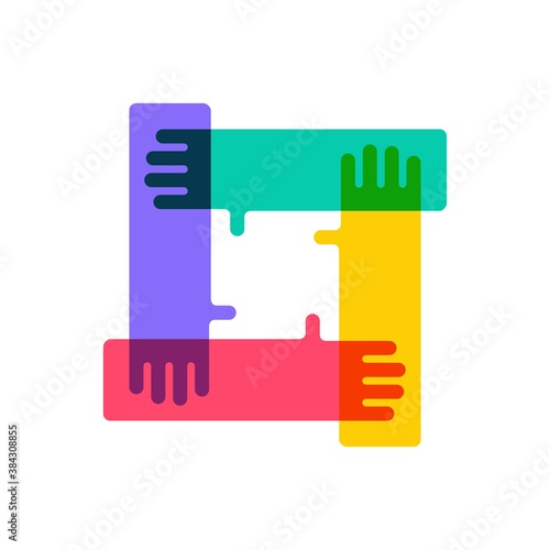 team work hand holding each other logo vector icon illustration