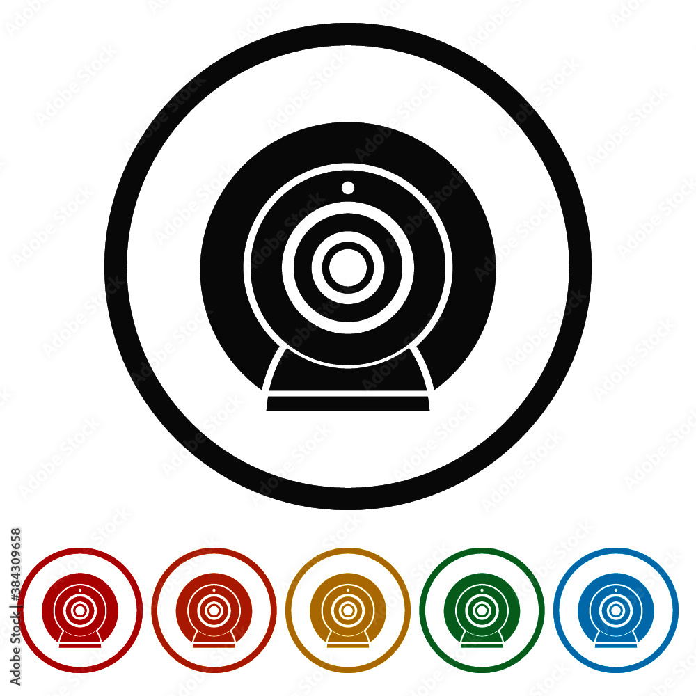 Webcam icon. Camera ring icon, color set Webcam icon. Camera ring icon, color set