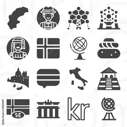 16 pack of denmark  filled web icons set