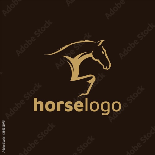 Luxury horse logo formed with simple and modern shape. Vector illustration