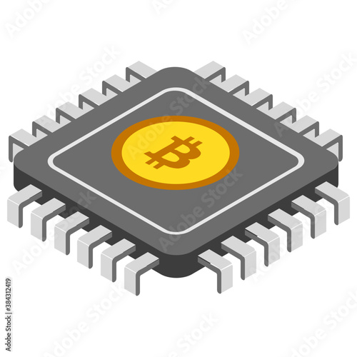 
A bitcoin with processor, cpu mining 
