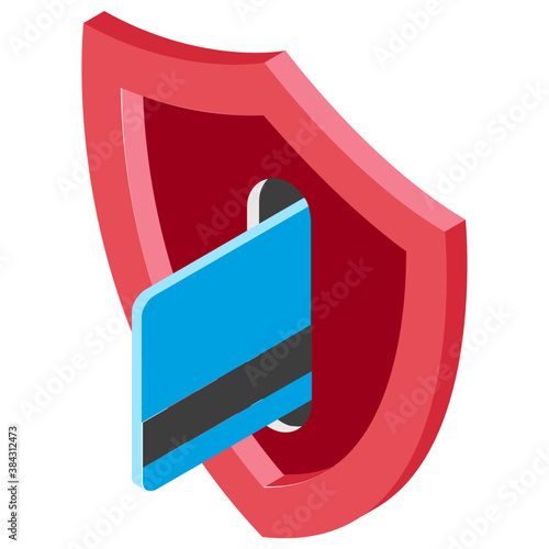 
A card inside safety shield depicting bitcoin security 
