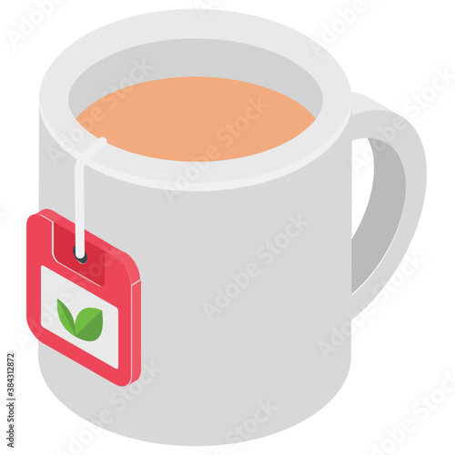 
A tea cup with teabag 
