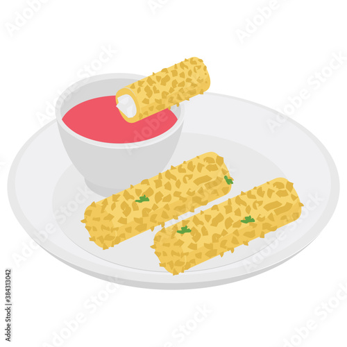 
Cheese rolls with tomato sauce 

