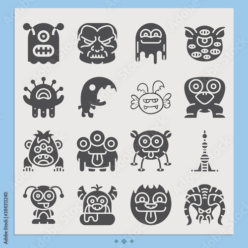Simple set of dragon related filled icons.