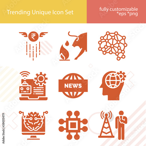 Simple set of fake related filled icons.