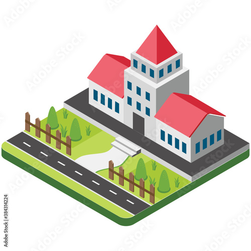 
Flat icon design of high rise city building
