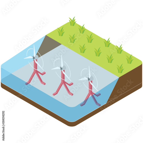 
Tidal power station on a white background
