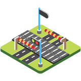 
A city road with lights flat icon vector 
