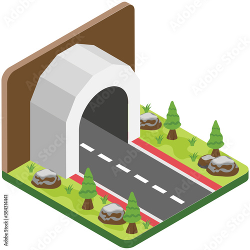 
A city road with lights flat icon vector 
