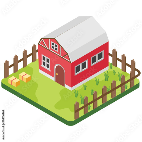 
A simple flat icon design of farmhouse 
