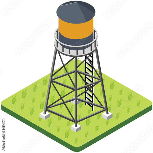 
Water tower isolated icon on white background 
