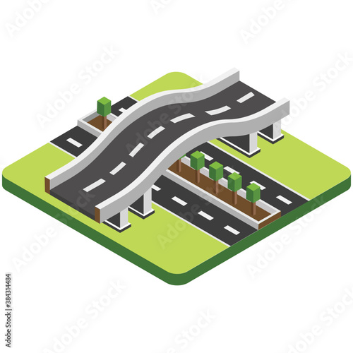 
A city road with lights flat icon vector 
