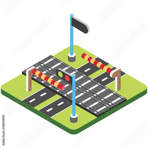 
A city road with lights flat icon vector 
