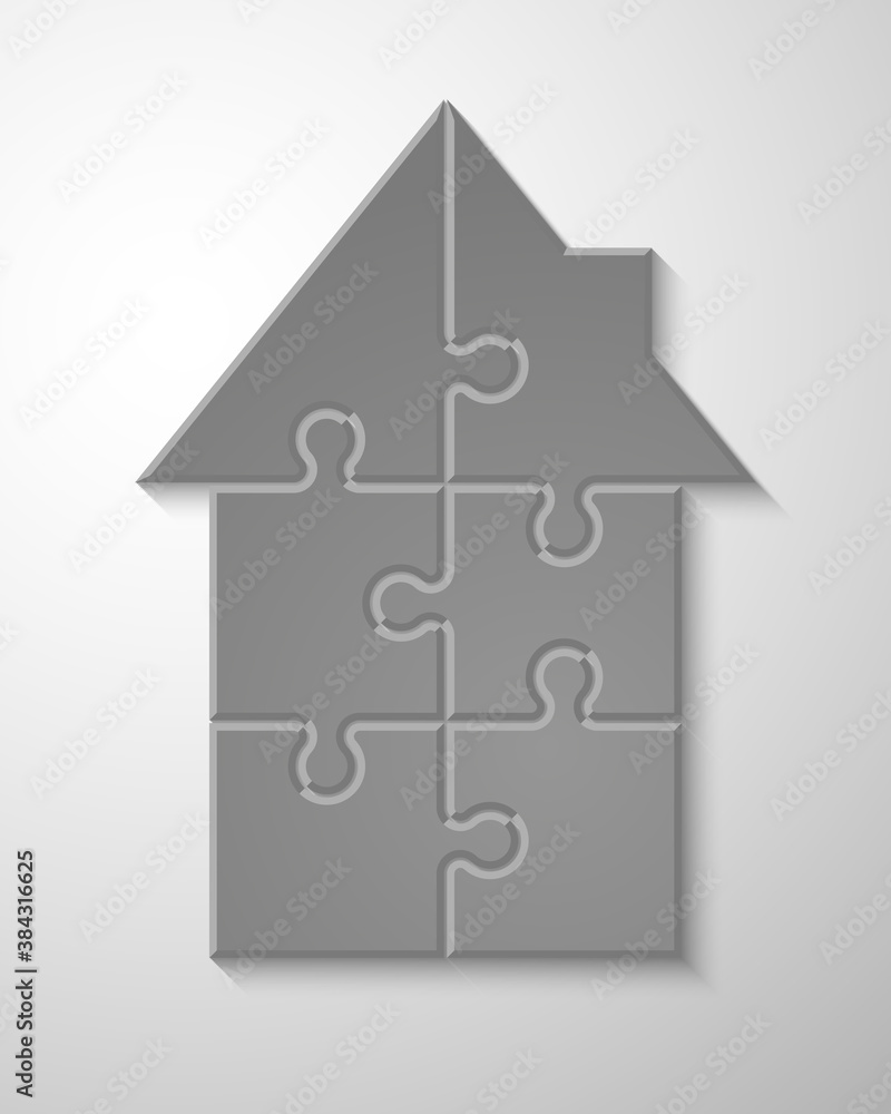 Puzzle house presentation. Home puzzles kit banner. Infographic template with explanatory text field for business statistics. Abstract puzzle building illustration. Pieces simple home game set Puzzle house presentation. Home puzzles kit banner. Infographic template with explanatory text field for business statistics. Abstract puzzle building illustration. Pieces simple home game set