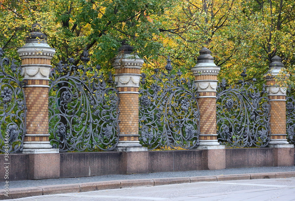 Mikhailovsky garden grille, Saint Petersburg, Russia, October 2020 Mikhailovsky garden grille, Saint Petersburg, Russia, October 2020