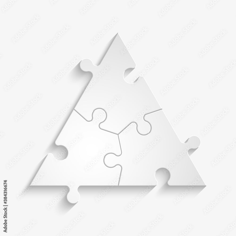 White pyramid puzzle presentation infographic template with explanatory text field for business statistics illustration
