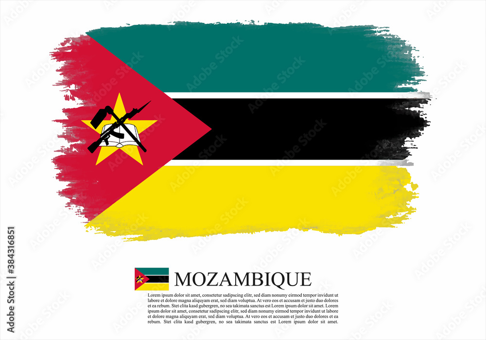 Textured and vector flag of Mozambique drawn with brush strokes. Texture and vector flag of Mozambique drawn with brush strokes. Textured and vector flag of Mozambique drawn with brush strokes. Texture and vector flag of Mozambique drawn with brush strokes.