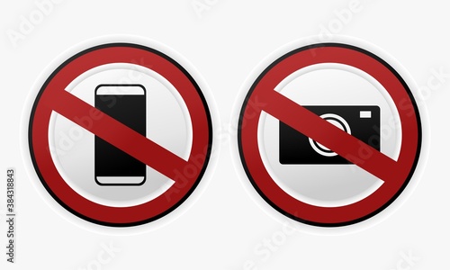 No phone, no camera sign. Illustration vector
