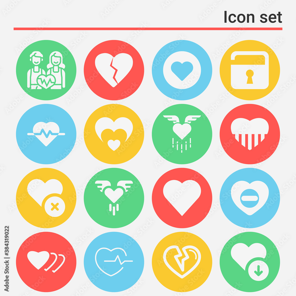 16 pack of coronary artery  filled web icons set