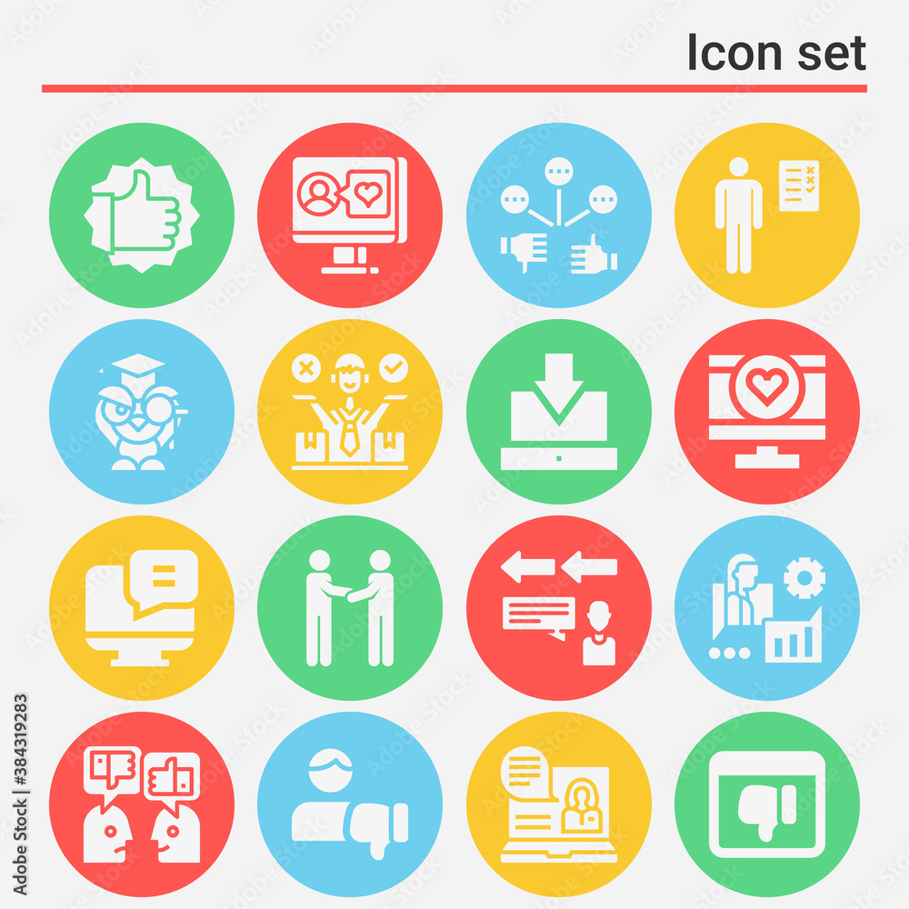 16 pack of opinions  filled web icons set