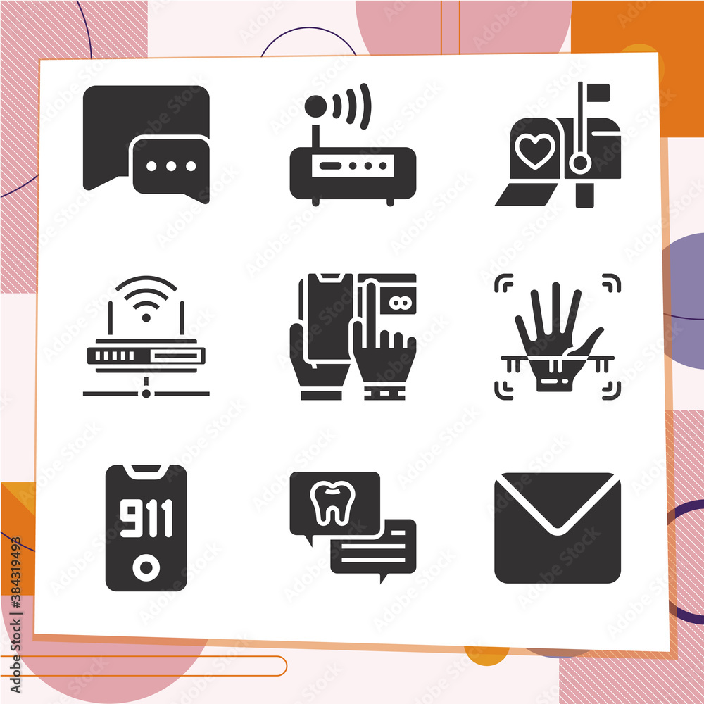 Simple set of 9 icons related to telephone Simple set of 9 icons related to telephone
